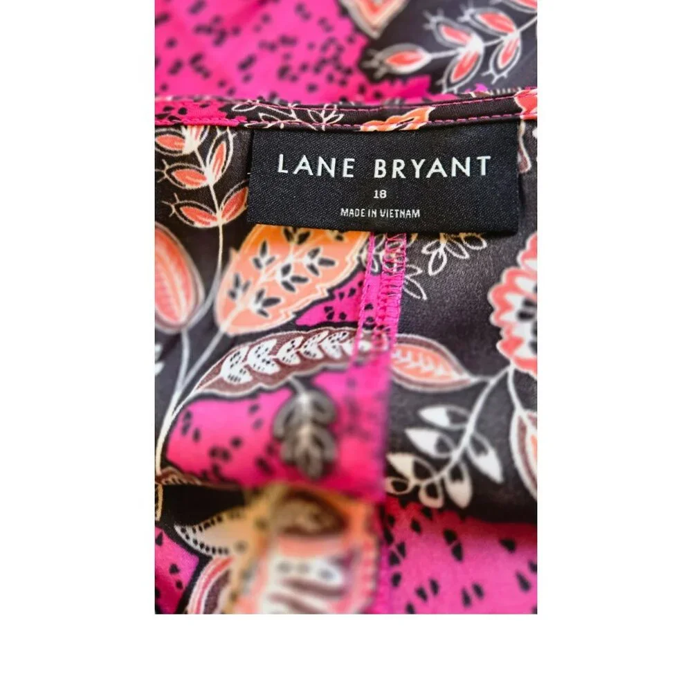 Lane Bryant 18 Dress Maxi Tiered Elastic Waist Ruffles Pink Brown
